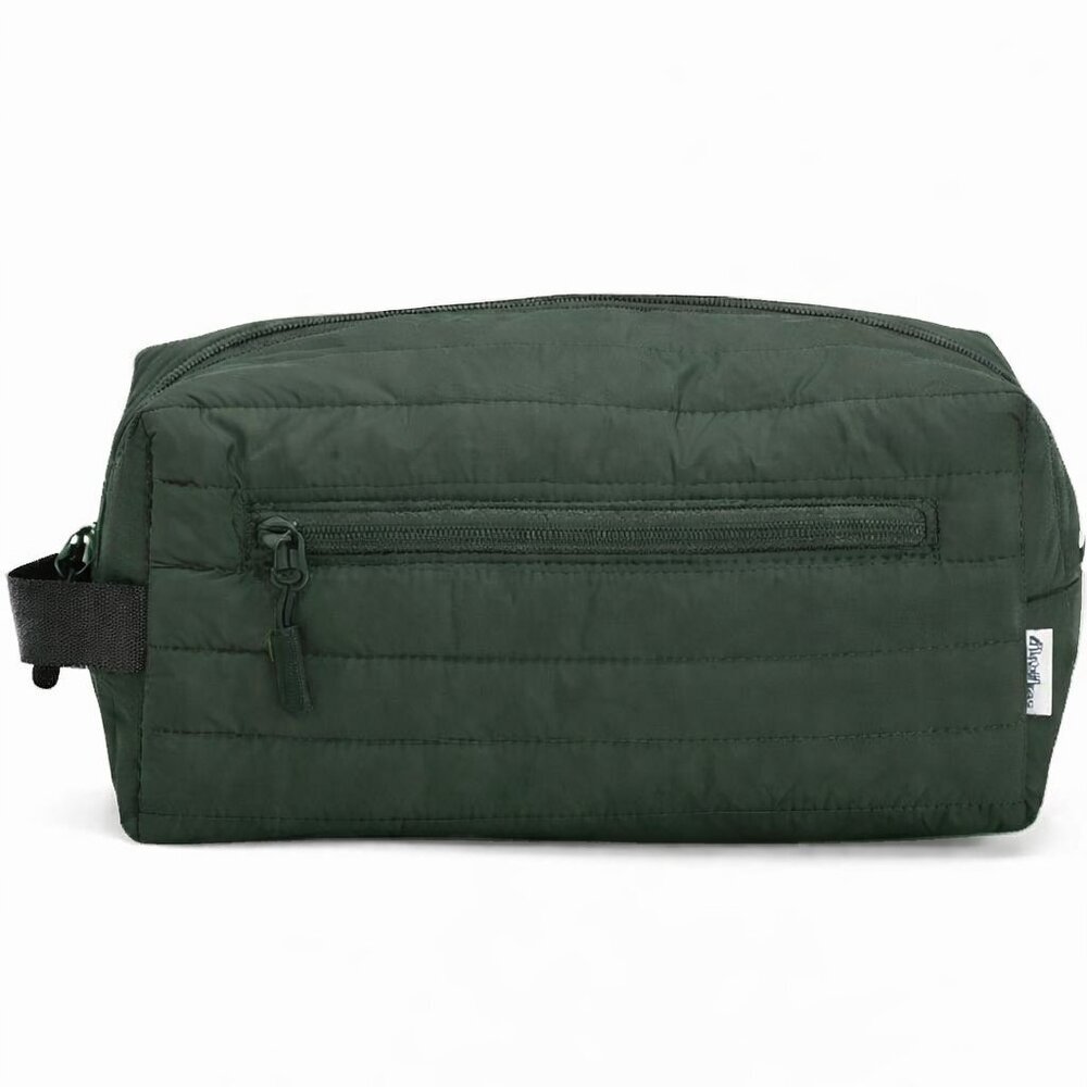 EDDIE BAUER Puffer Dopp Kit Mens Hunter Green Zip Closure Front Zip Pocket NWT